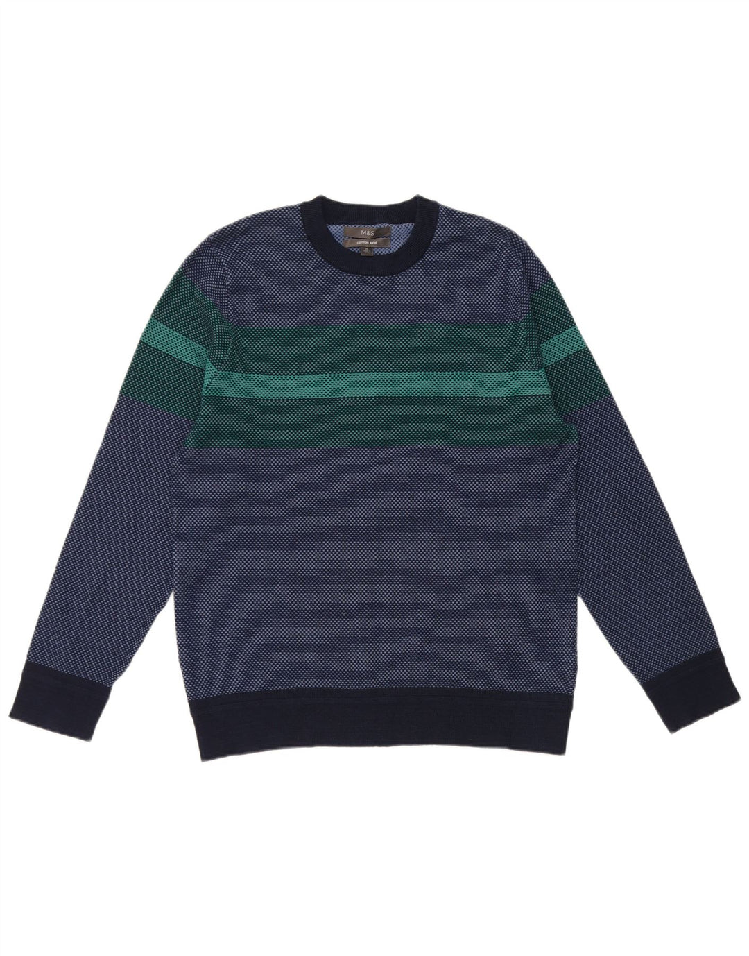 Marks & Spencer Jersey De Cuello Redondo Para Hombre Color Block Azul Marino Mediano