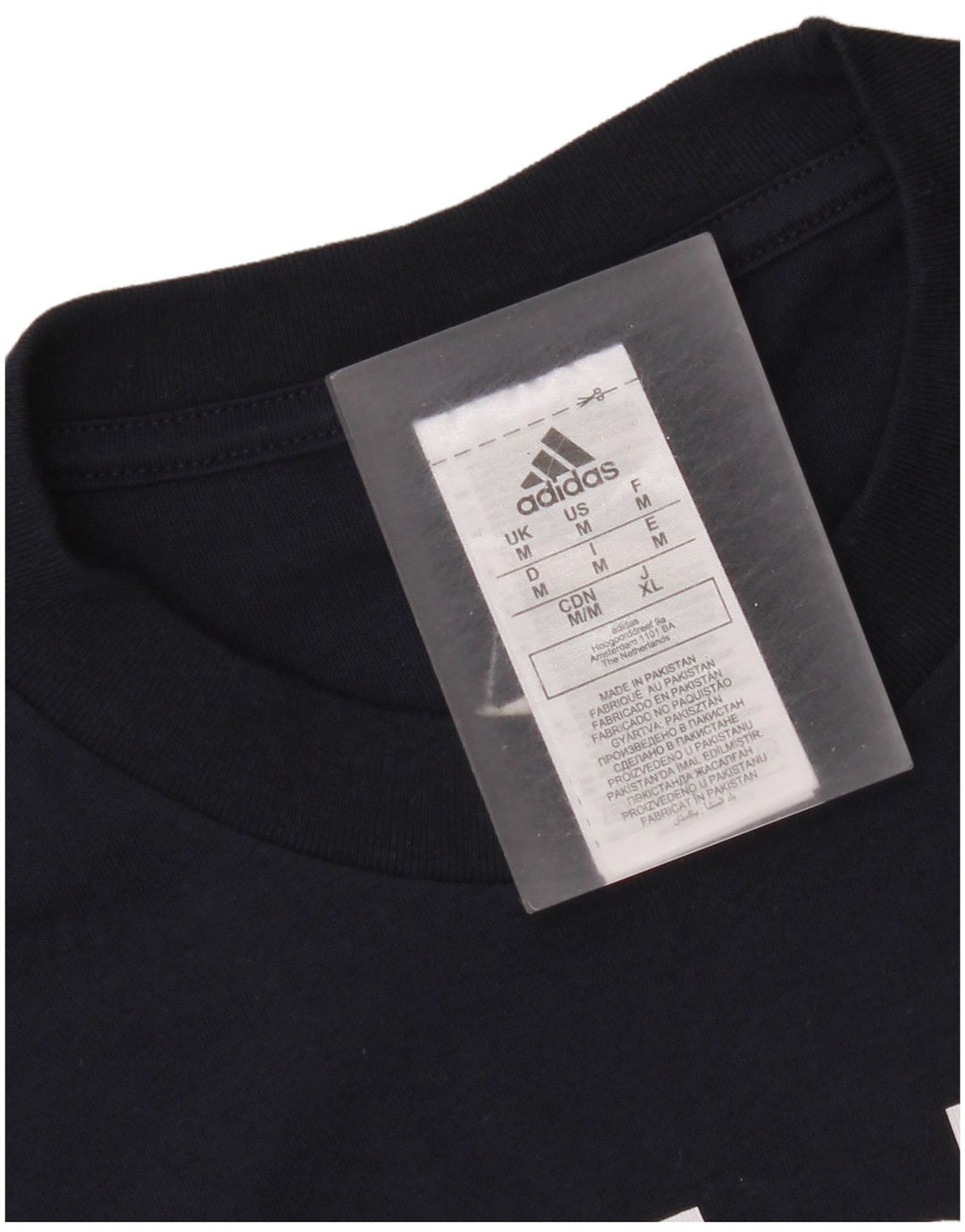 Adidas Hombre Camiseta Gráfica Top Medio Azul Marino Algodón