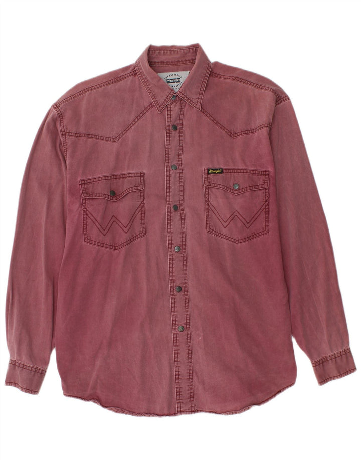 WRANGLER Camisa vaquera occidental para hombre pequeña de algodón burdeos
