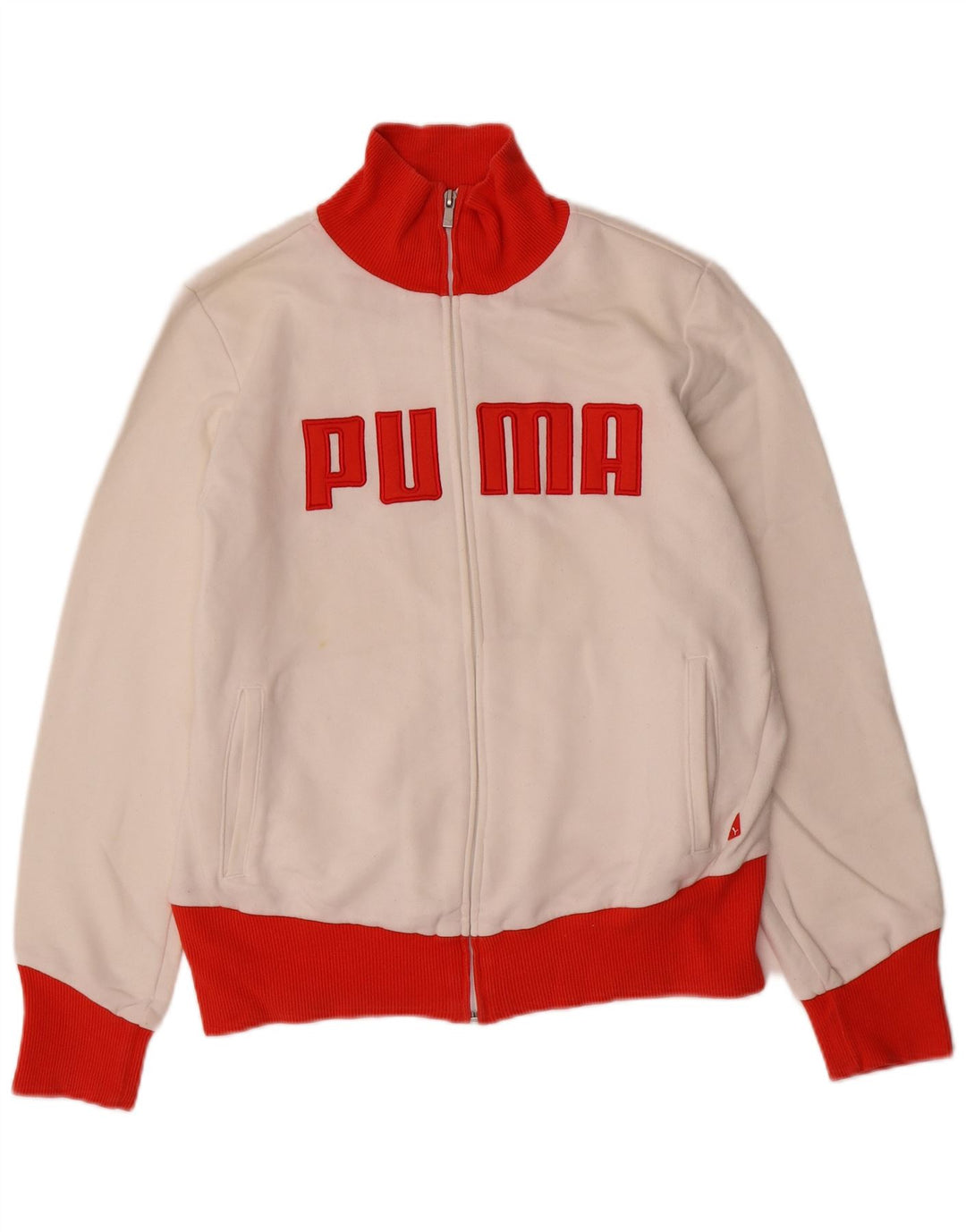PUMA Chaqueta superior de chándal con gráfico para mujer UK 40 Large White Colourblock