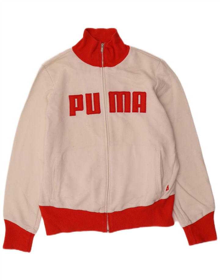 PUMA Chaqueta superior de chándal con gráfico para mujer UK 40 Large White Colourblock