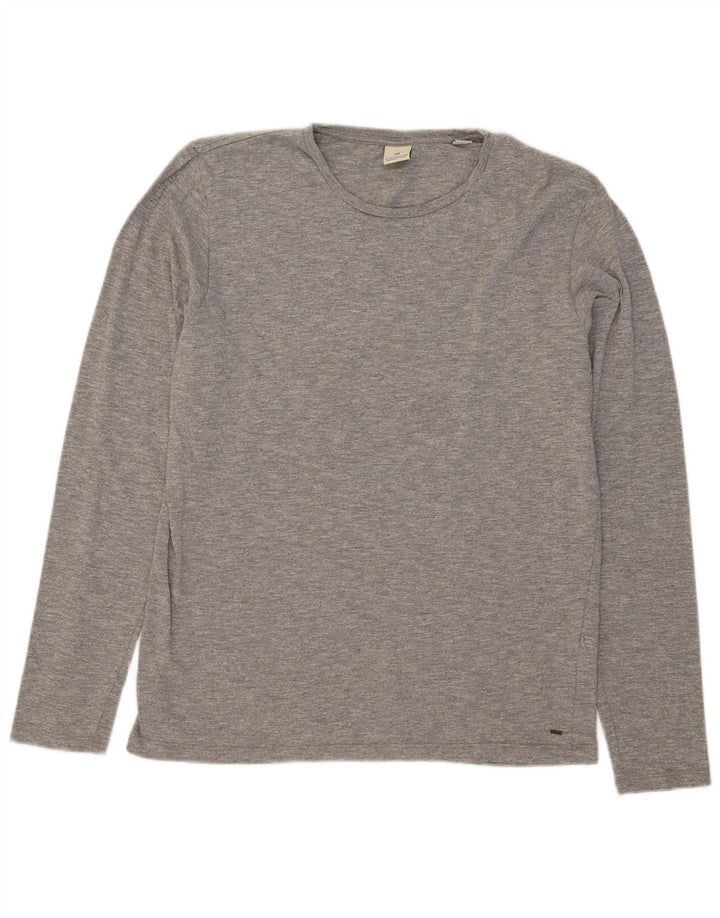 Scotch & Soda Hombre Camiseta De Manga Larga Grande De Algodón Gris