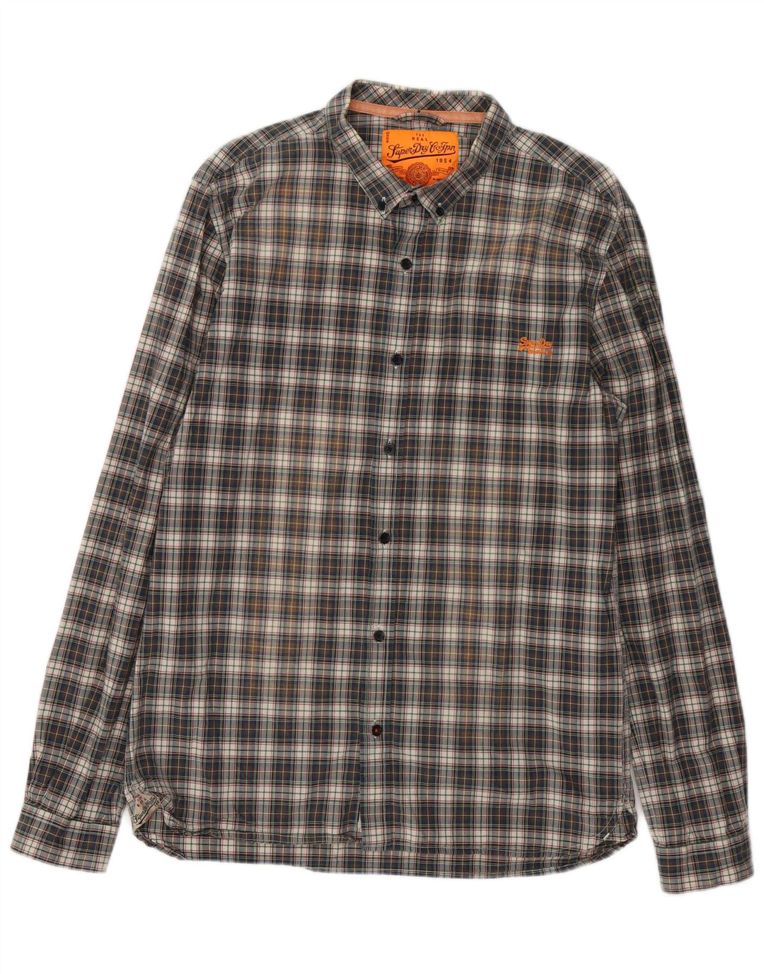 Camisa Superdry para hombre 2XL Algodón a cuadros azul marino