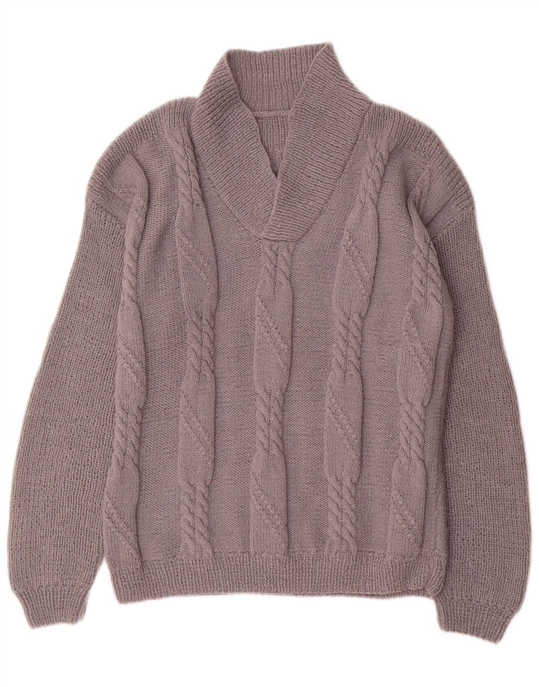 Vintage hombres chal cuello jumper suéter medio gris