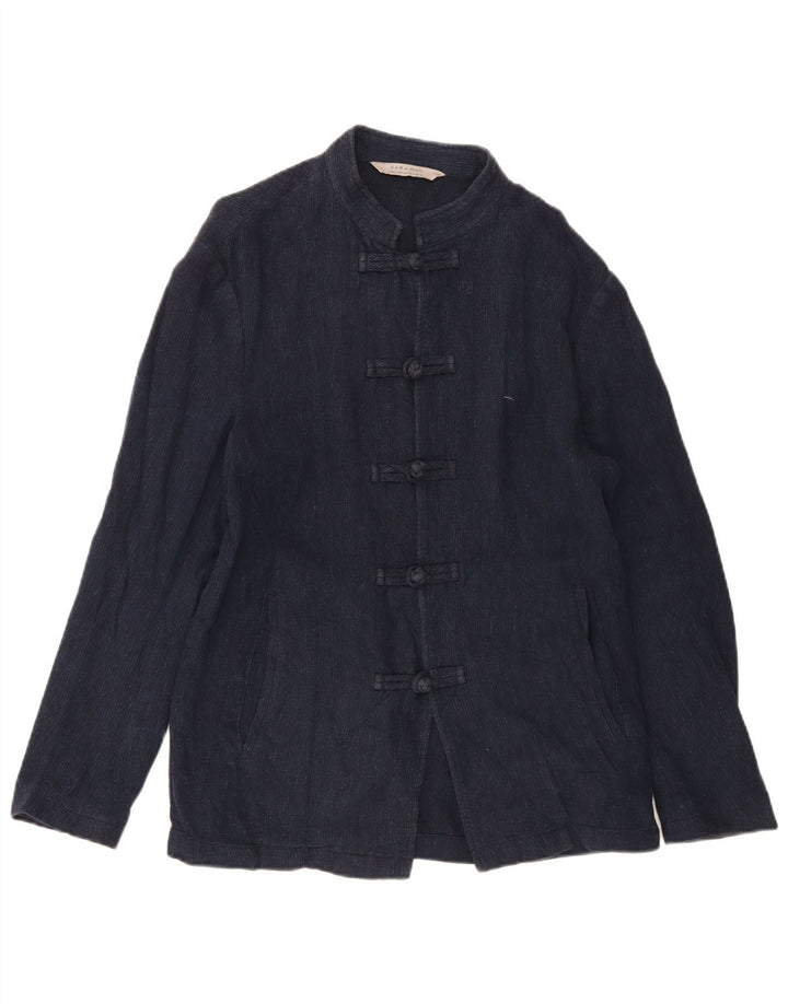 ZARA Hombre Duffle Jacket UK 38 Medium Azul Marino Lino