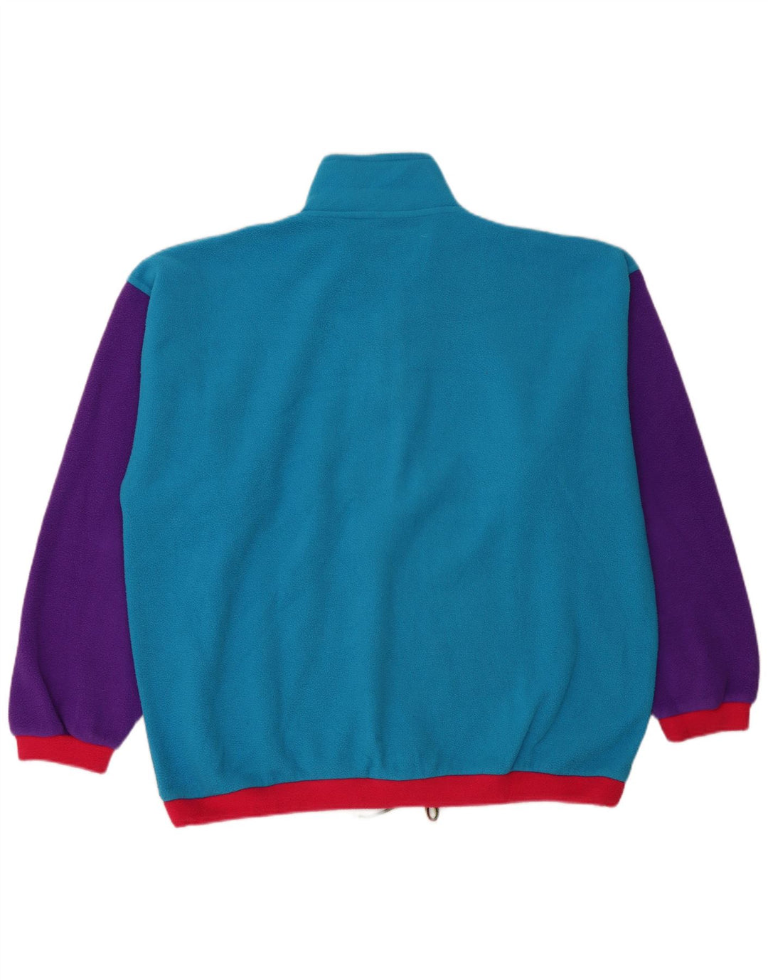 Jersey vintage de vellón con cuello con cremallera para hombre XL Bloque de color azul