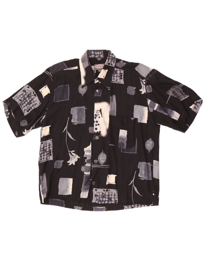 Tipo' S Camisa de manga corta para hombre grande negra geométrica