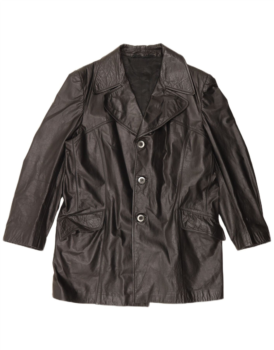 Chaqueta de cuero vintage para hombre Reino Unido 42 XL Negro