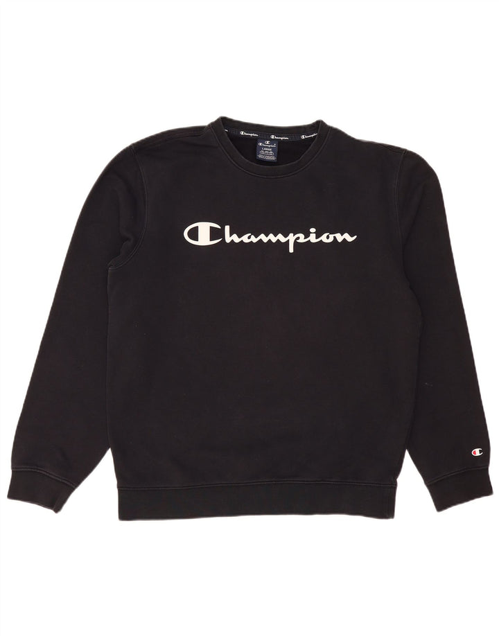 CHAMPION Sudadera gráfica para hombre Jumper Large Azul marino Algodón