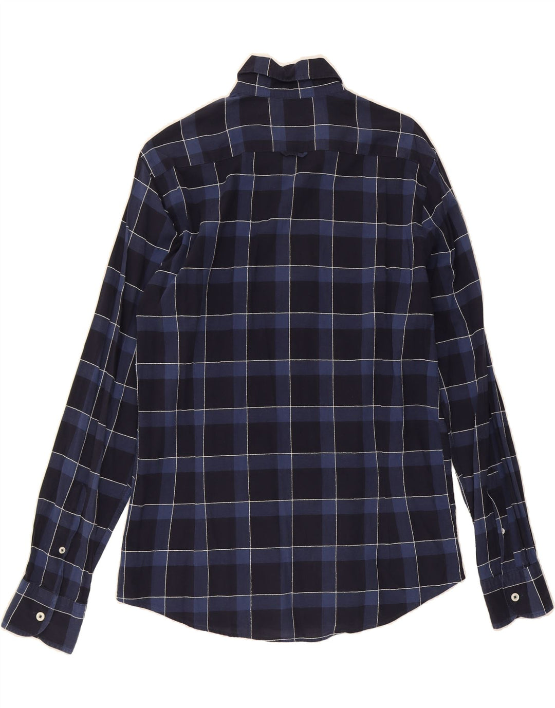 MASSIMO DUTTI Mens Shirt Medium Navy Blue Check Vintage Massimo Dutti and Second-Hand Massimo Dutti from Messina Hembry 
