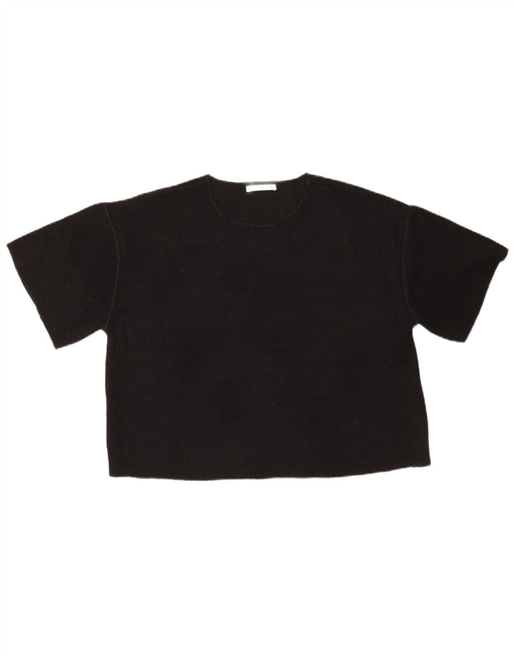 Zara Mujer Camiseta Top UK 44 Mediano Negro