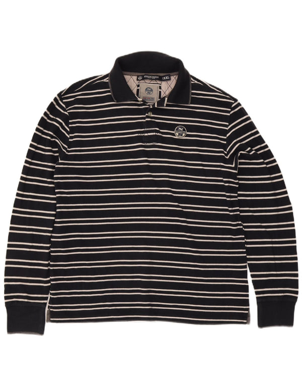 North Sails Polo De Rugby De Manga Larga para Hombre 2XL Algodón A Rayas Azul Marino