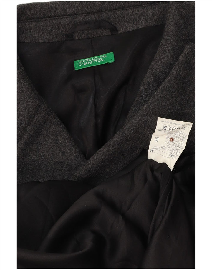 BENETTON Abrigo Hombre IT 52 XL Lana Gris