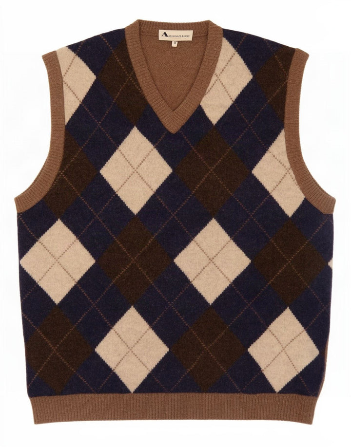 Aquascutum - Camiseta sin mangas para hombre, color beige medio, argyle/lana de diamante