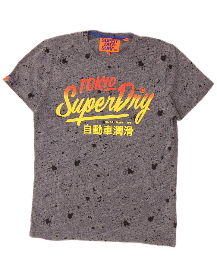 Superdry Camiseta gráfica para hombre Top de algodón teñido anudado en gris medio