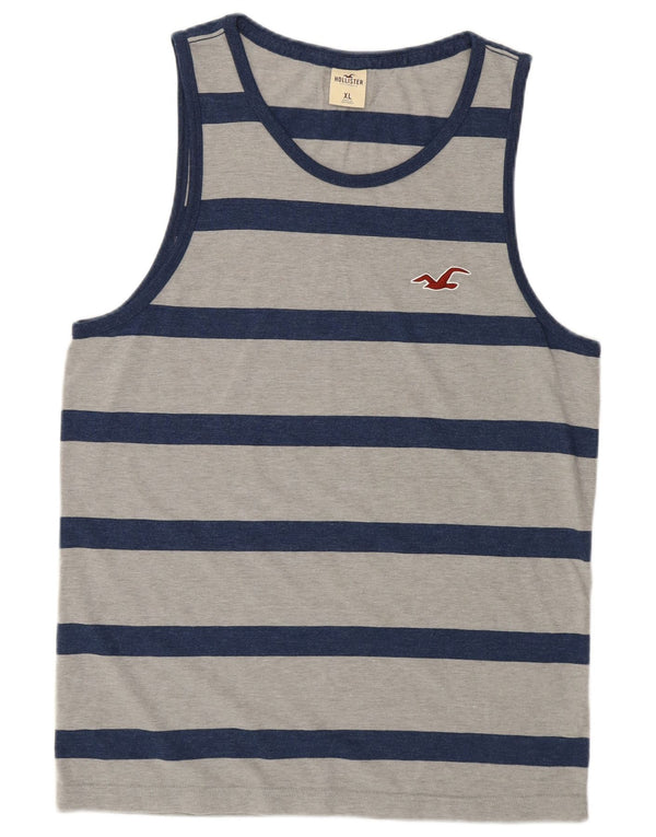 Hollister Hombre Chaleco Top XL Gris Rayas Algodón