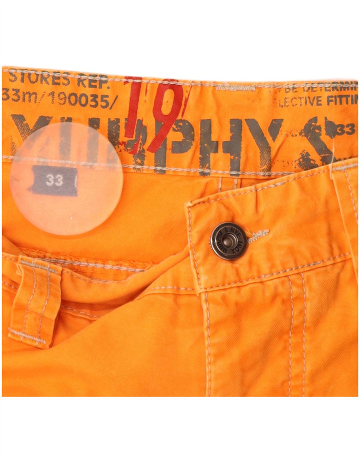 Murphy & Nye Mens Sailmakers Chino Shorts W33 Algodón Naranja Medio