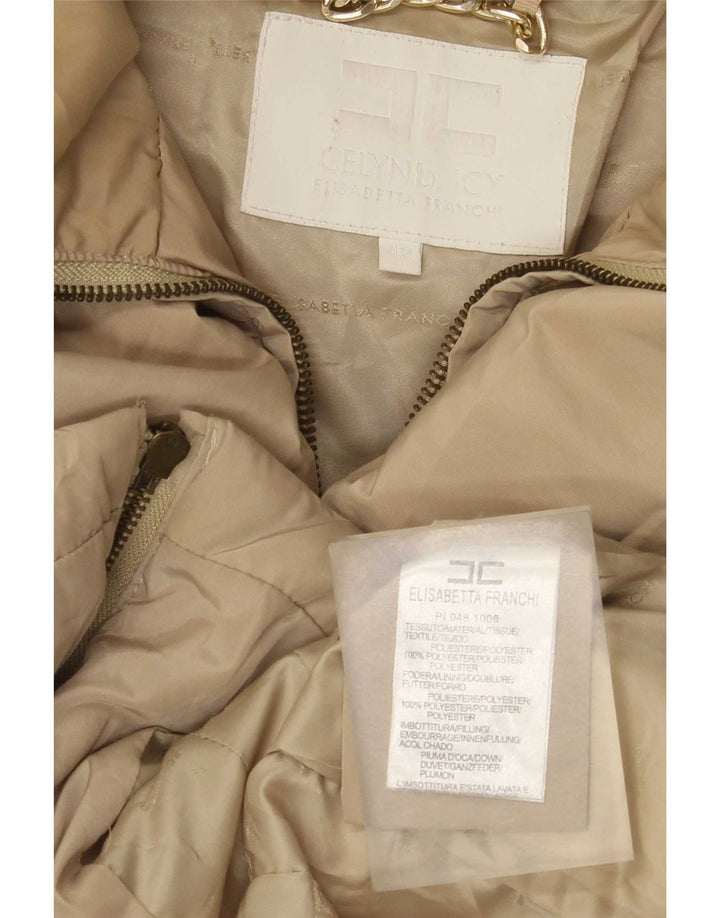 Chaqueta Acolchada Mujer Elisabetta Franchi IT 42 Poliéster Beige Medio
