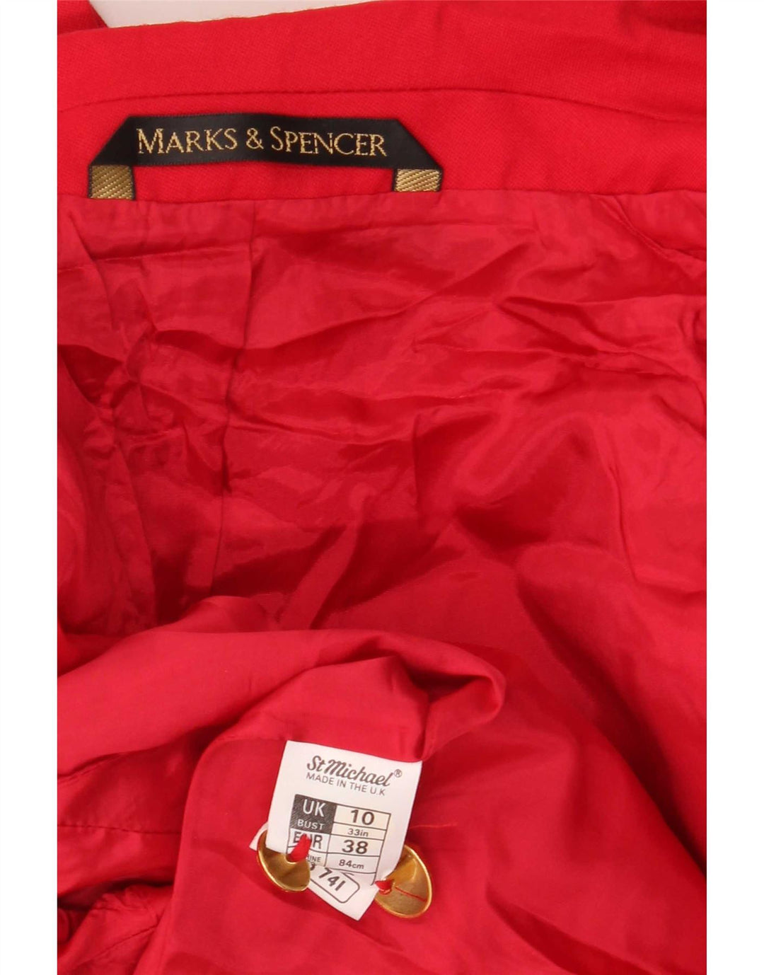 Marks & Spencer Chaqueta tipo blazer con doble botonadura para mujer UK 10 Small Red Wool