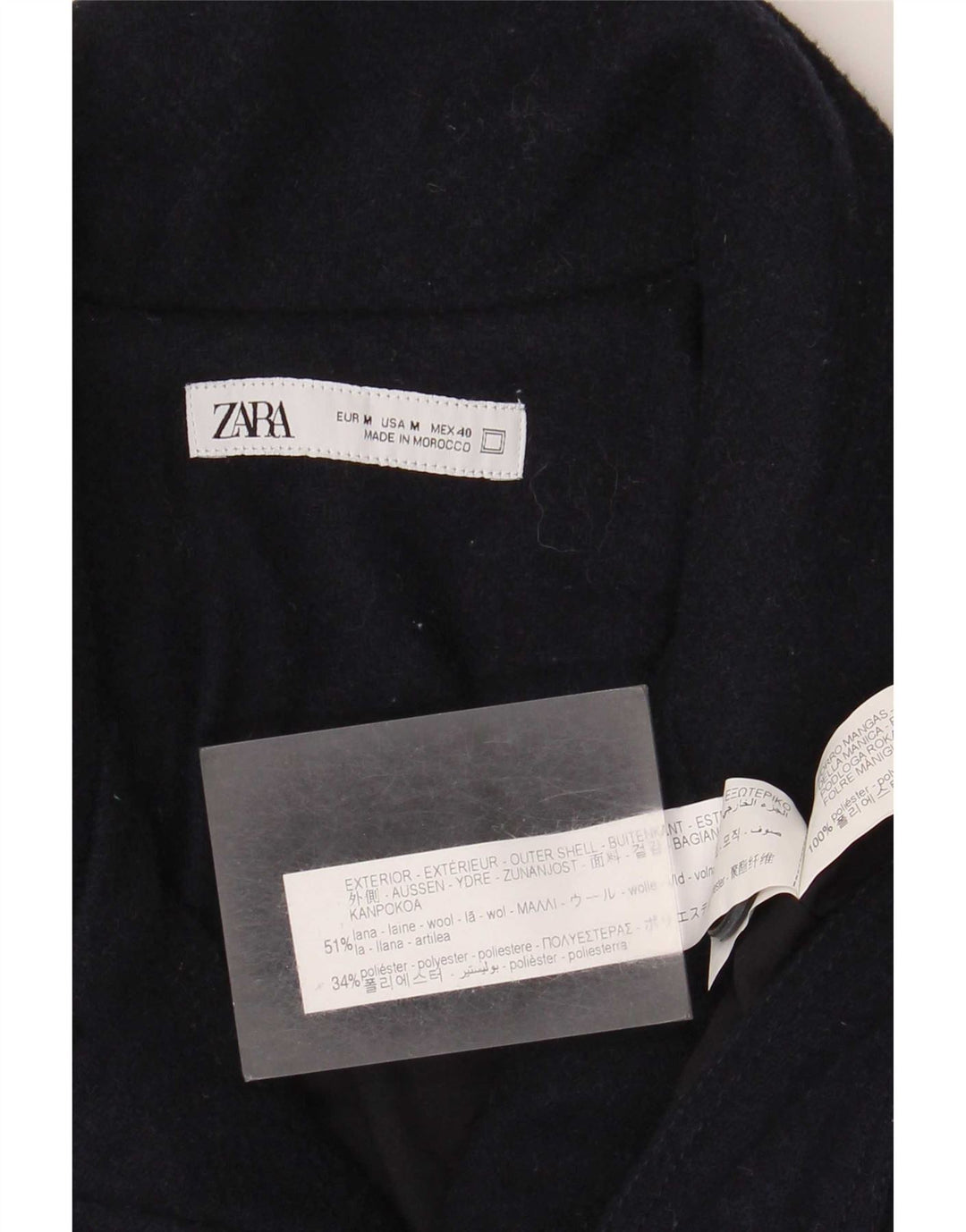 Zara Hombre Cazadora Bomber UK 38 Mediana Lana Azul Marino