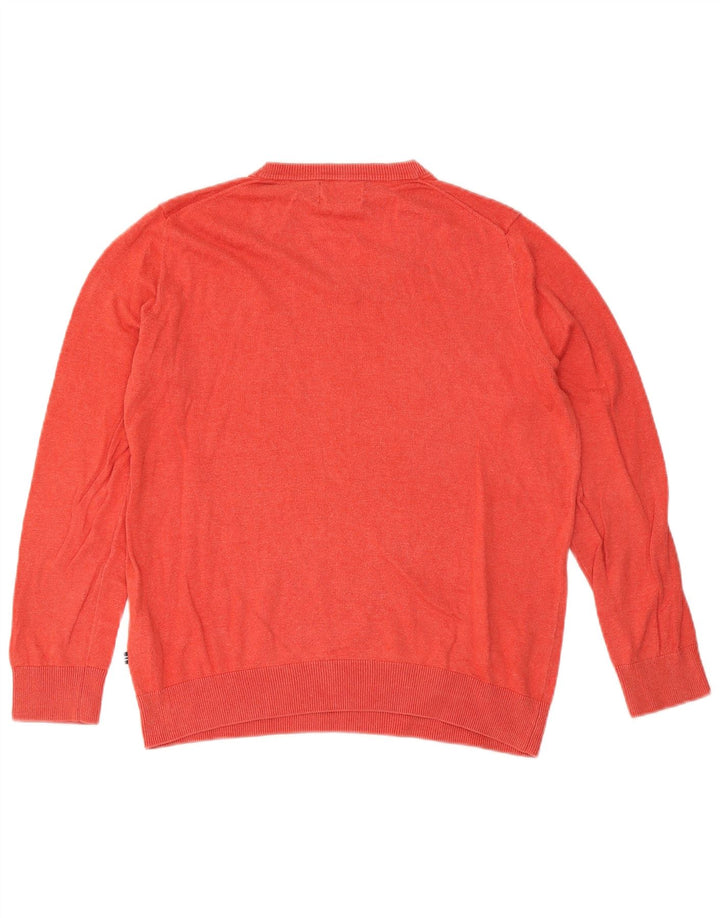 Nautica Jersey con Cuello en V para Hombre de algodón Rojo Mediano
