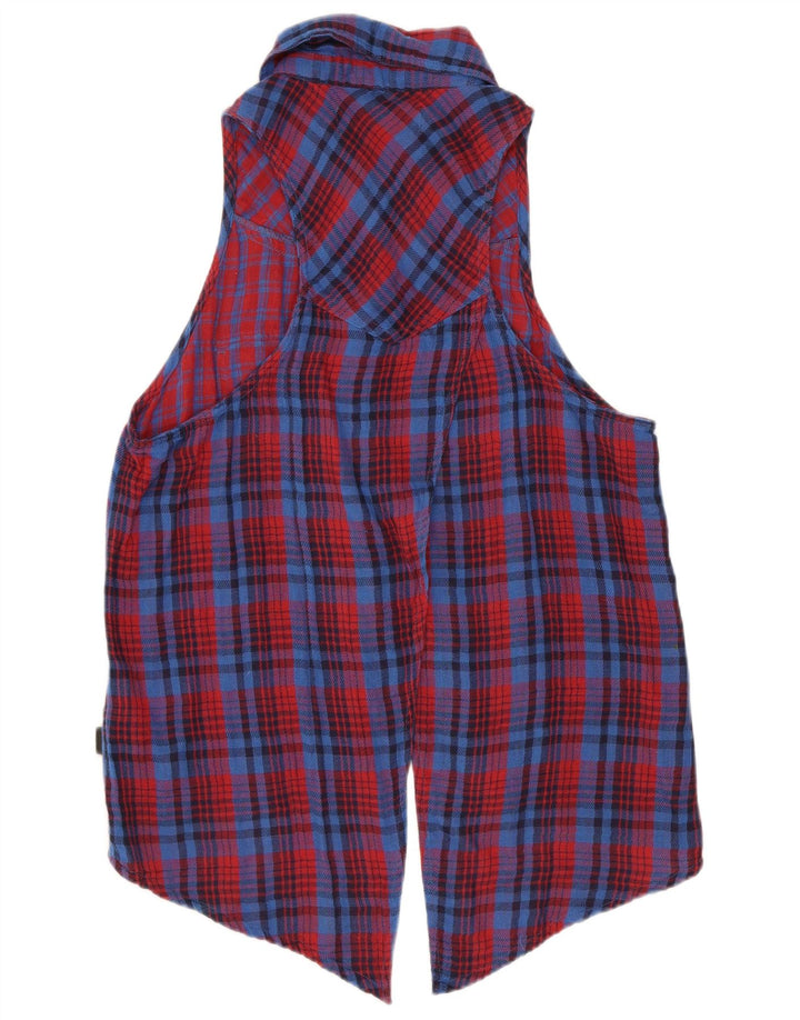 Vans Blusa sin mangas para mujer UK 42 Medium Red Check Cotton
