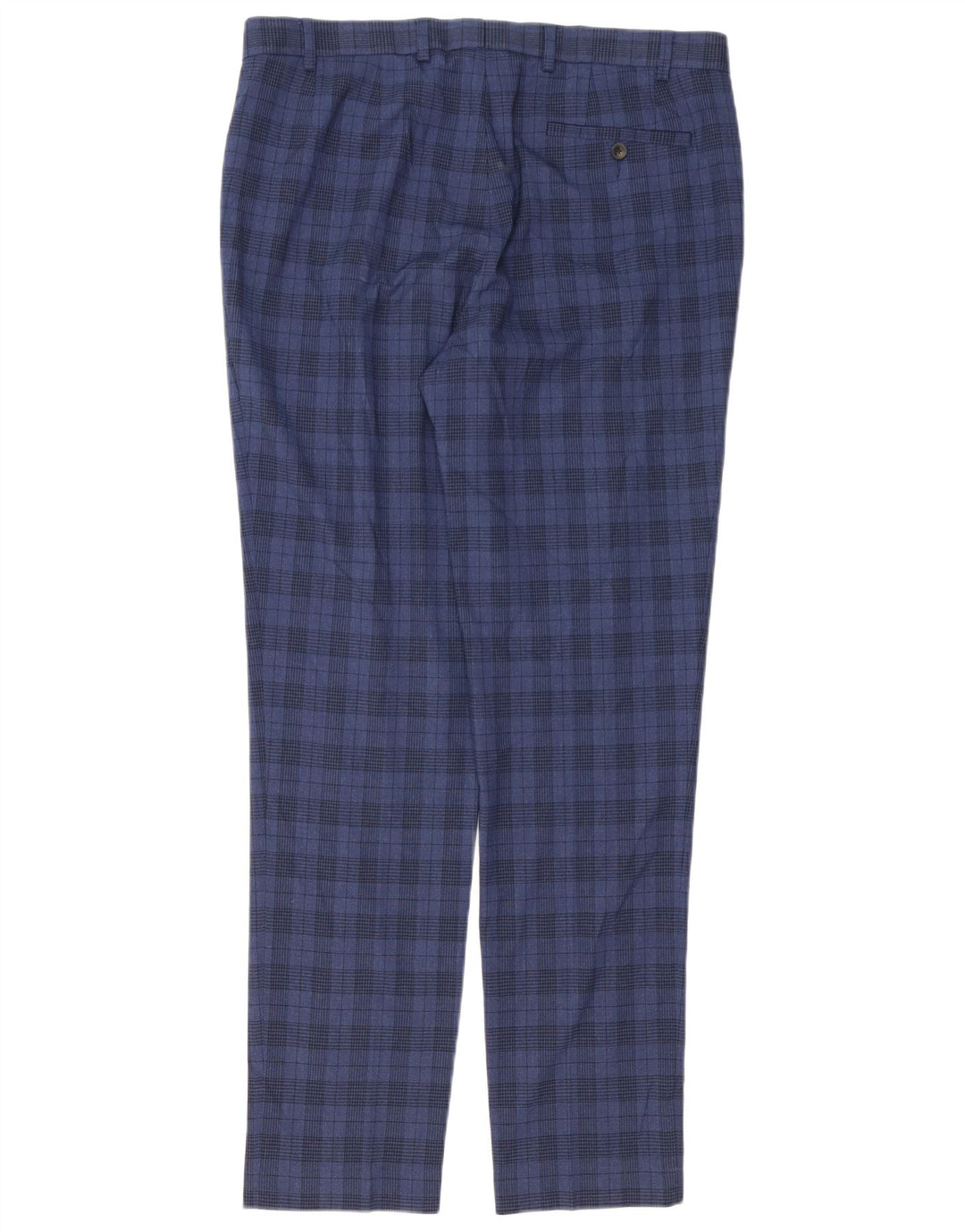 Marks & Spencer Pantalón de traje ajustado para hombre W36 L33 Poliéster a cuadros azul marino
