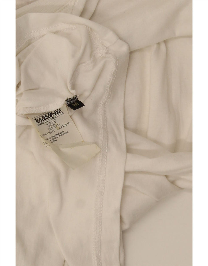 Napapijri Hombre Top Gráfico Manga Larga Algodón Blanco Mediano