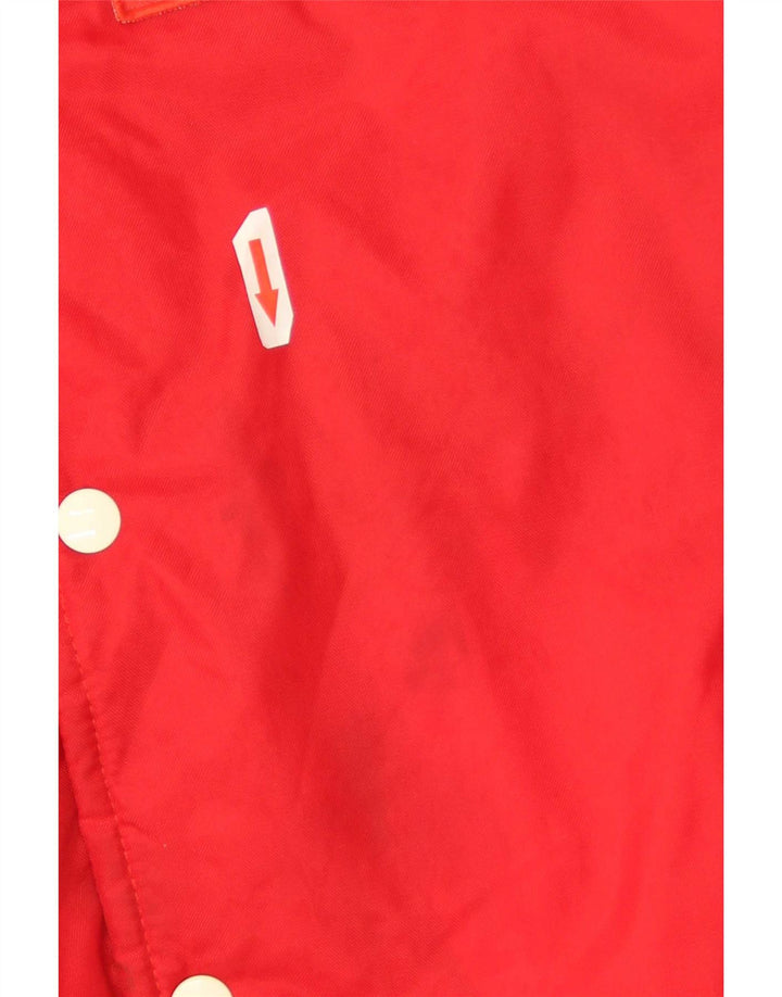 Vintage hombres gráfico Varsity chaqueta Reino Unido 38 medio rojo poliamida