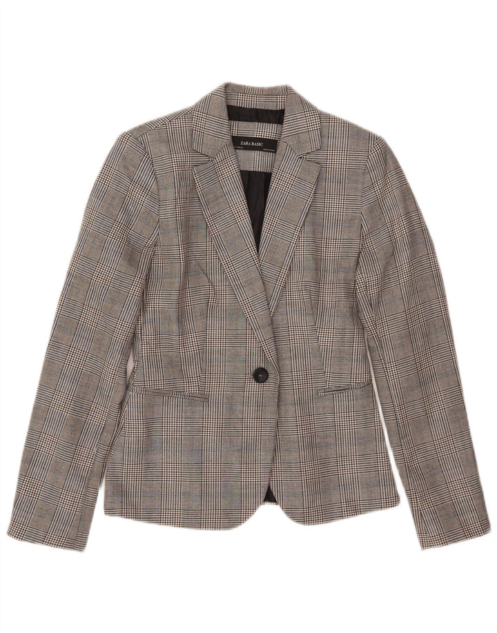 Zara Chaqueta Blazer Mujer EU 34 2XS Poliéster Pata De Gallo Gris