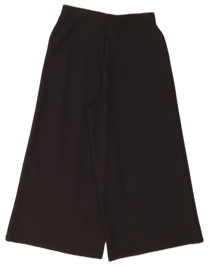 ZARA Mujer Pantalón Capri Pierna Ancha Pequeño W26 L20 Poliéster Negro