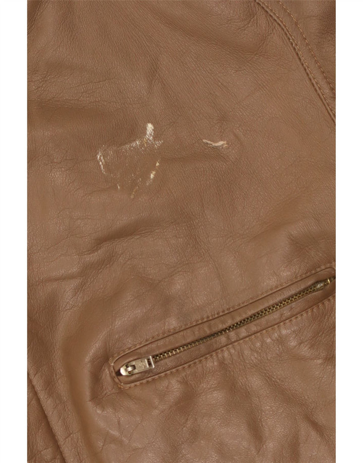 Chaqueta de cuero vintage para hombre IT 50 cuero marrón grande