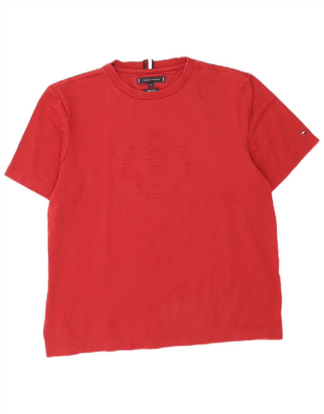 Tommy Hilfiger Camiseta con gráfico de ajuste regular para hombre Top de algodón rojo mediano