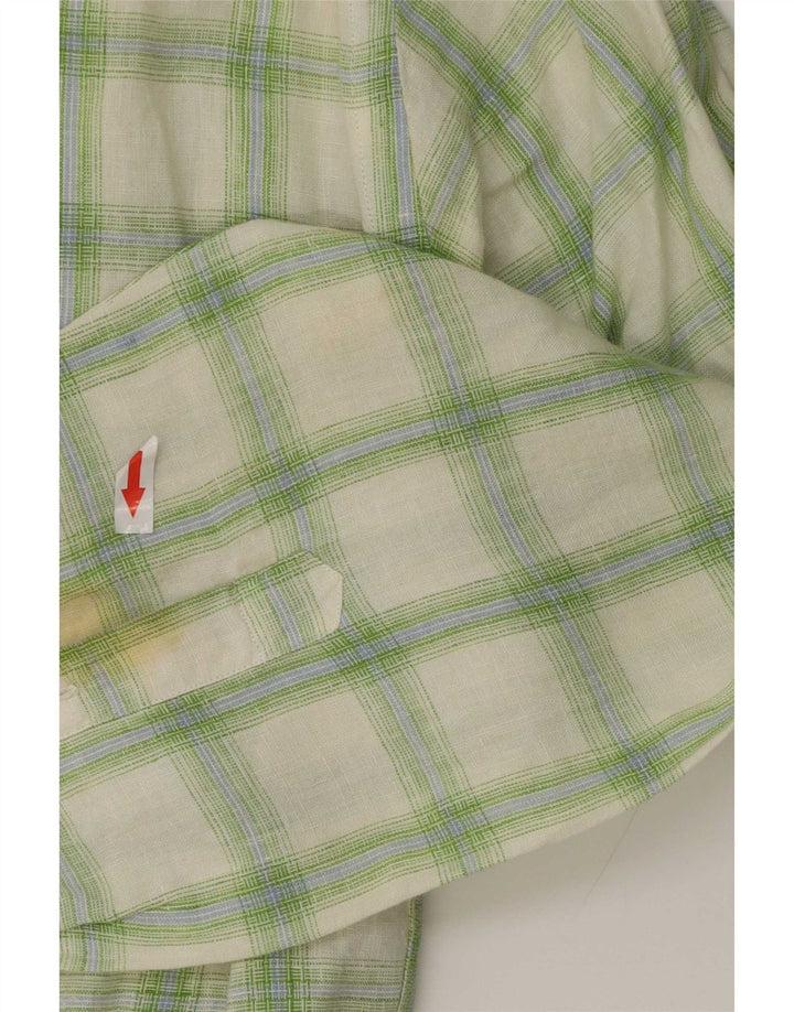 Camisa Massimo Dutti Hombre Talla 44 XL Lino Cuadros Verde