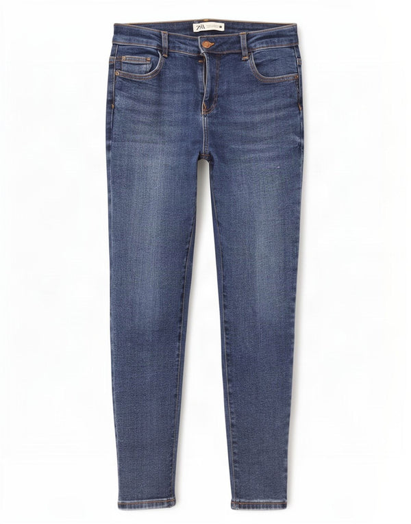 Zara Mujer Crop Skinny Jeans EU 40 Medium W30 L26 Algodón Azul