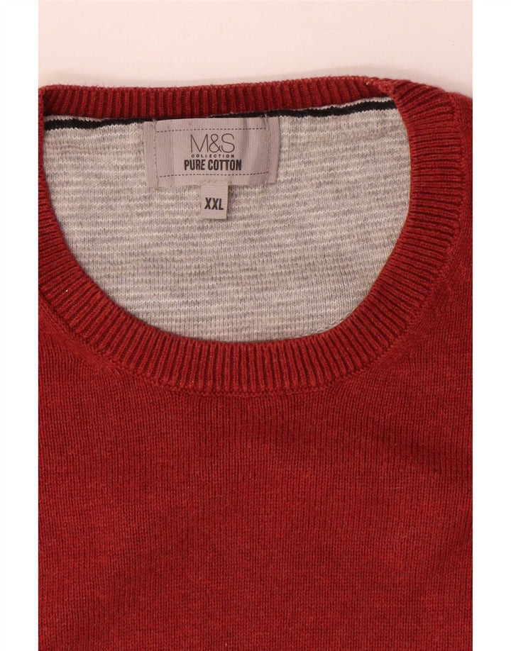 Marks & Spencer - Jersey de cuello redondo para hombre, talla 2XL, algodón rojo