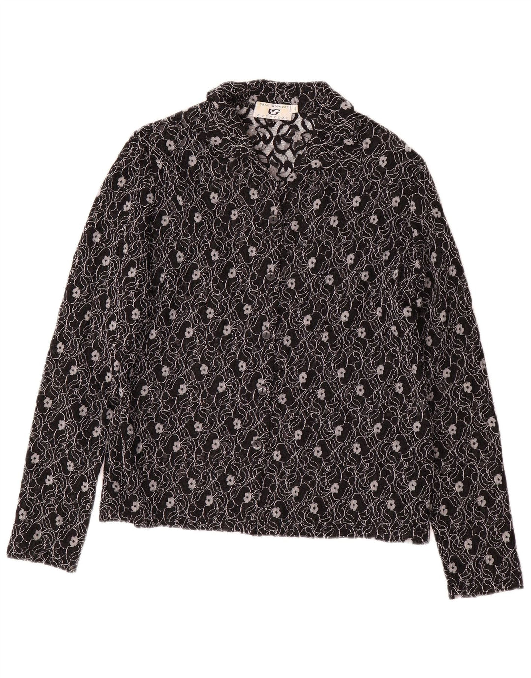SARA GLENZER Blusa camisera para mujer IT 44 Mediana Negro Floral