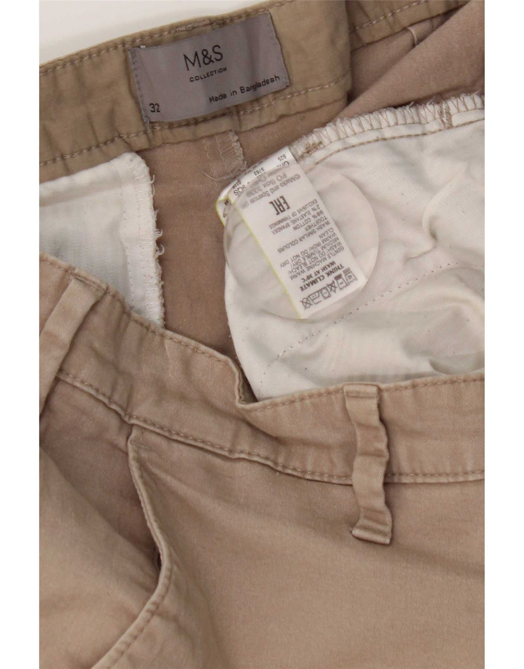 Marks & Spencer Pantalones cortos chinos para hombre W32 Algodón gris medio