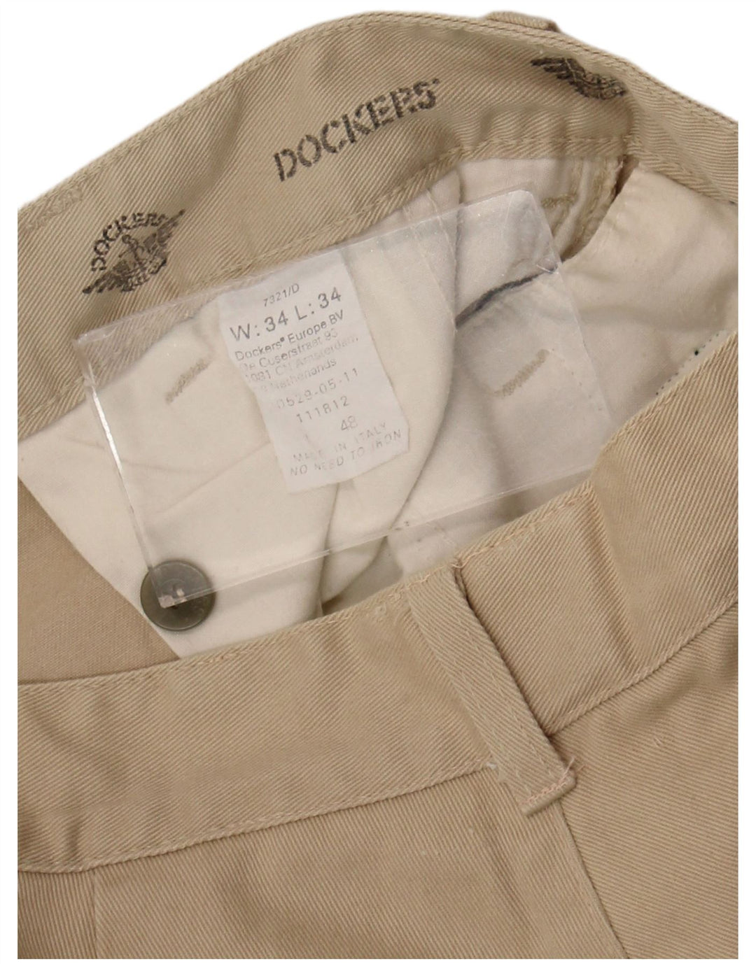 Dockers Pantalón chino con pinzas para hombre W34 L30 Beige