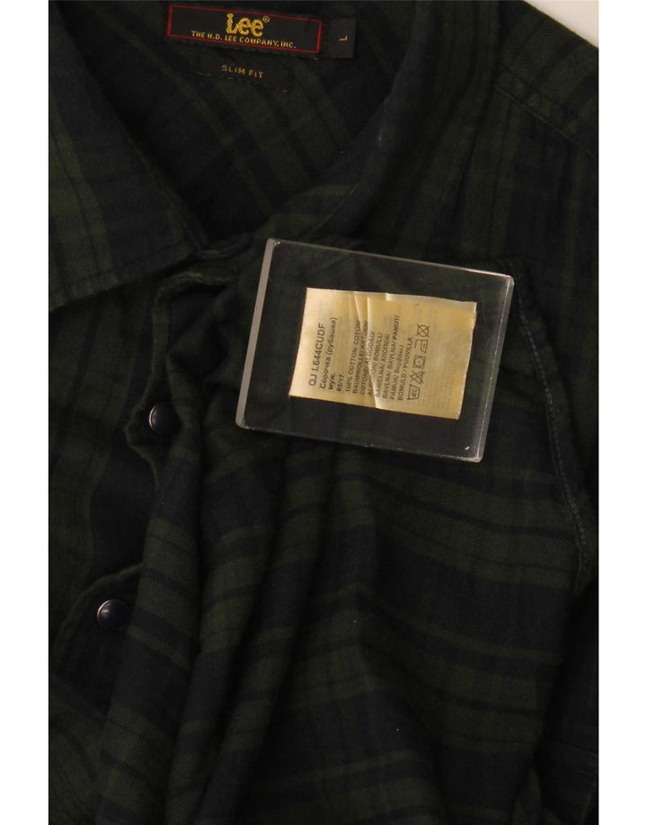 Camisa De Franela De Corte Slim De Algodón Con Cuadros Verdes Grandes De Lee Hombre
