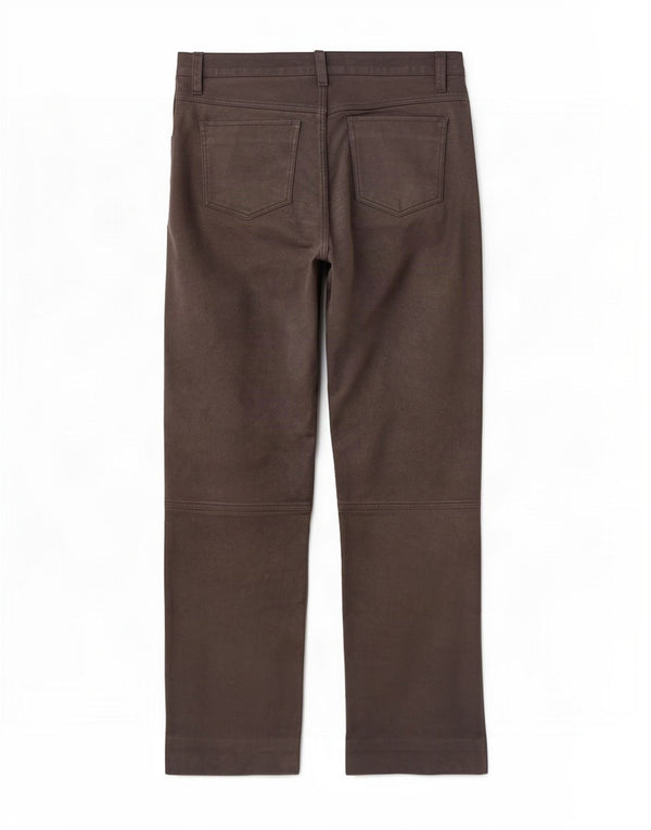 Pantalones de cuero rectos vintage para hombre W34 L32 Marrón
