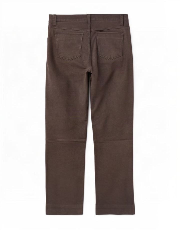 Pantalones de cuero rectos vintage para hombre W34 L32 Marrón