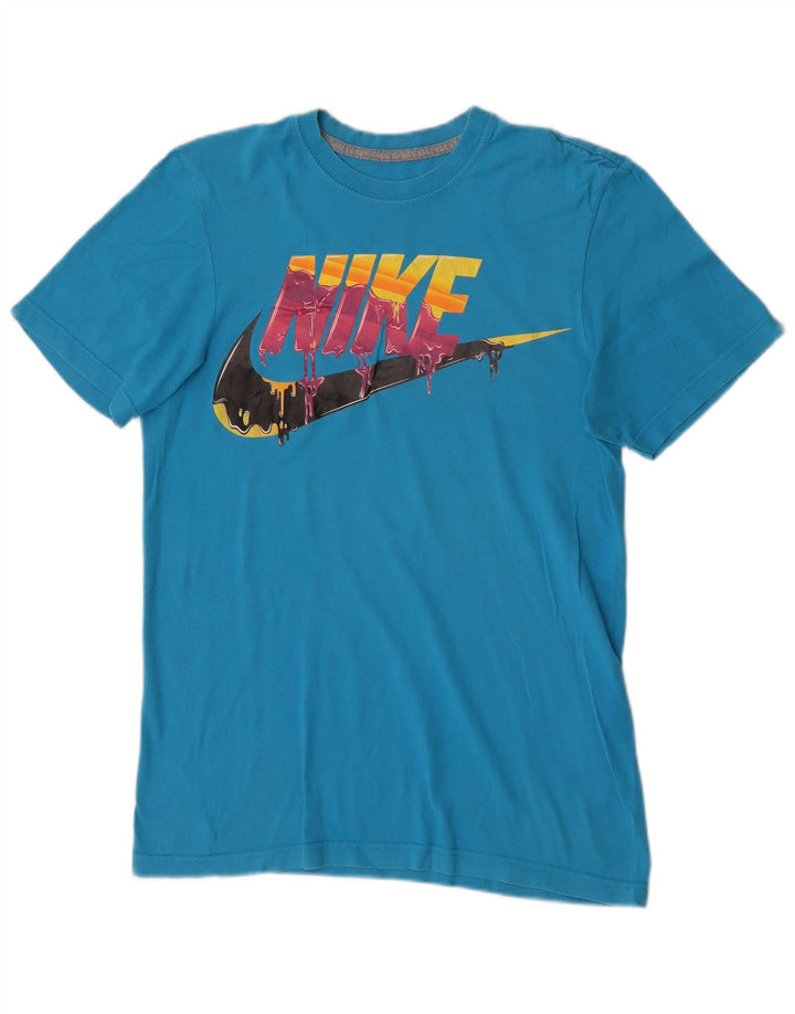 Nike Camiseta con gráfico de corte regular para hombre, talla pequeña, algodón azul