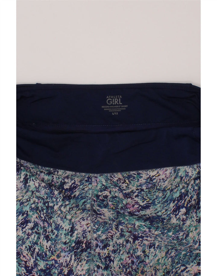 Athleta Pantalones cortos deportivos con estampado abstracto para niñas 11-12 años Grande Azul marino