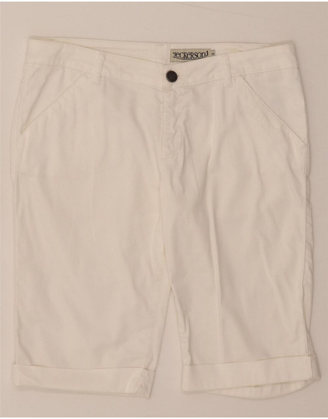 Pantalones cortos casuales para mujer Jeckerson W29 Algodón blanco mediano