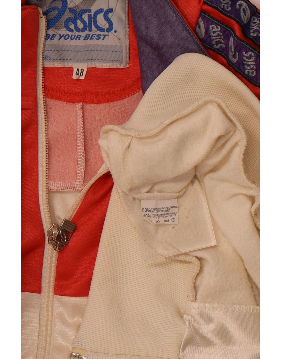 ASICS Chaqueta superior de chándal con gráfico para hombre IT 48 Medium Off White Colourblock