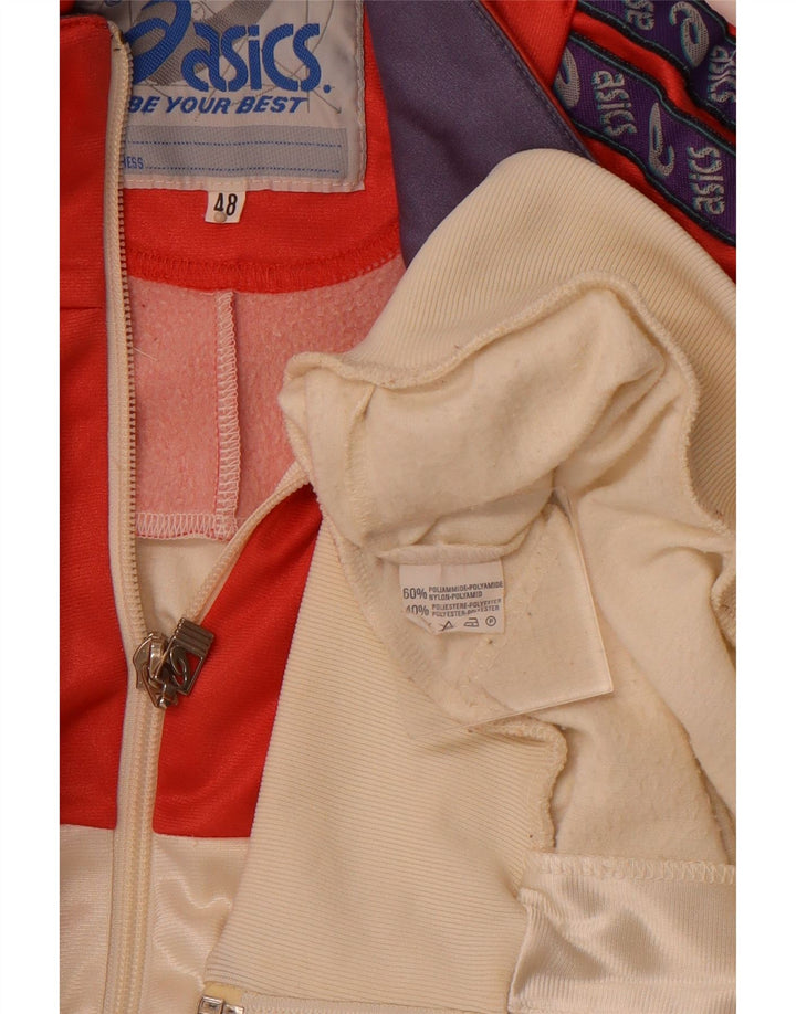 ASICS Chaqueta superior de chándal con gráfico para hombre IT 48 Medium Off White Colourblock