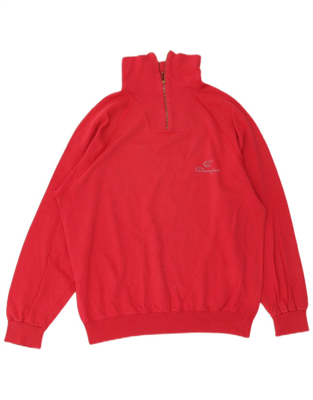Champion Sudadera con cuello con cremallera para hombre, jersey, tamaño grande, rojo