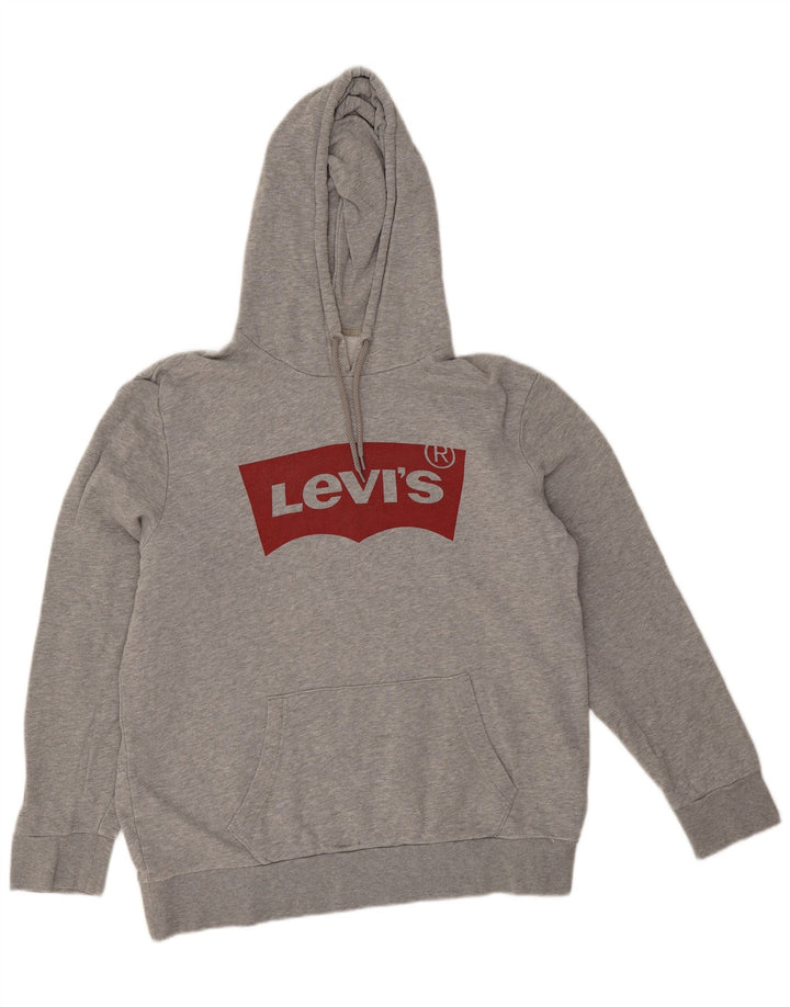 Levi's Jersey con capucha gráfica para hombre de algodón gris grande
