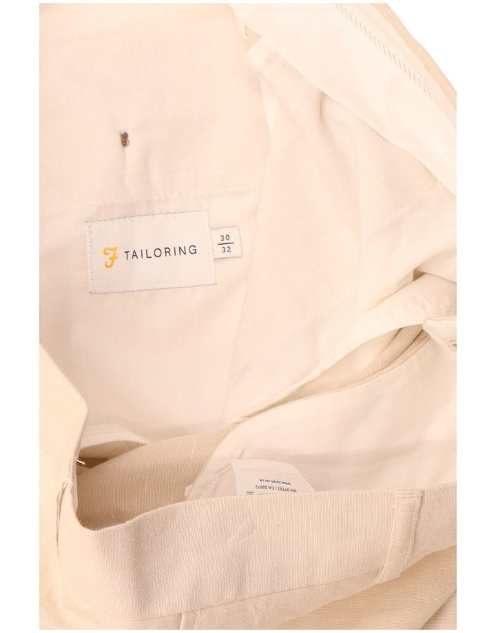Pantalón De Traje Recto Farah Hombre W30 L32 Poliéster Beige